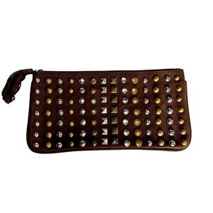 Lalla Marrakech Chocolate Brown Suede Stud Clutch